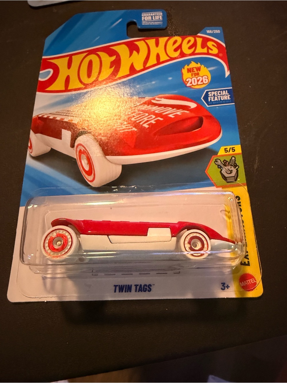 Hot Wheels Twin Tags Die-Cast Toy Car - Red & White